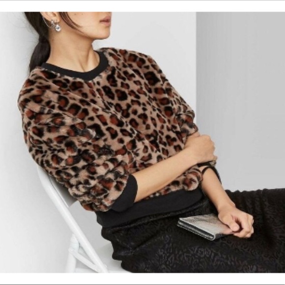 wild fable Sweaters - Wild Fable Leopard Fur Sweatshirt XL